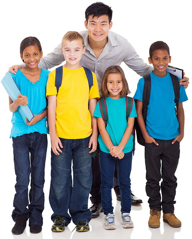 group of kids with teacher