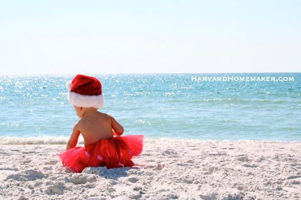 Baby on Beach Christmas Photo