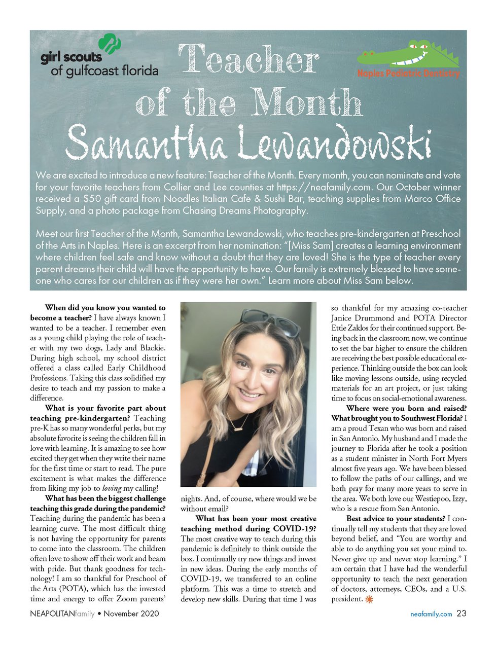 Teacher of the Month: Samantha Lewandowski