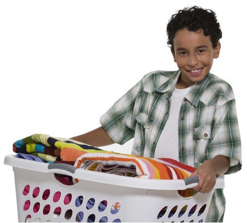 boy with laundry basket