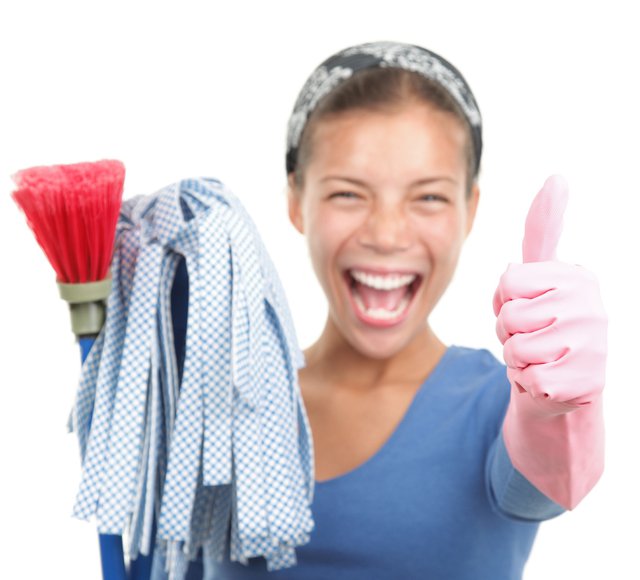 woman cleaning thumbs up