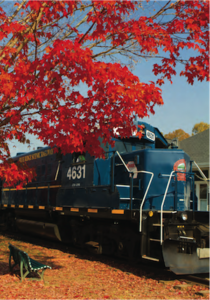 Autumn Travel on scenic blue ridge railway train