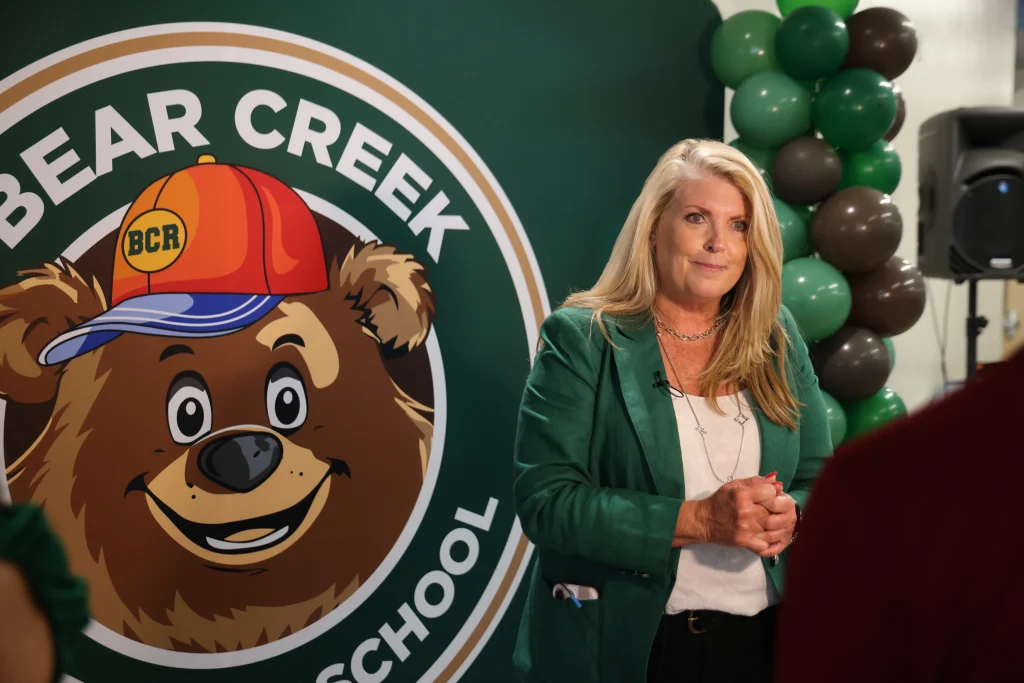 Dr. Ricciardelli at the Ribbon-Cutting Ceremony for Bear Creek Elementary